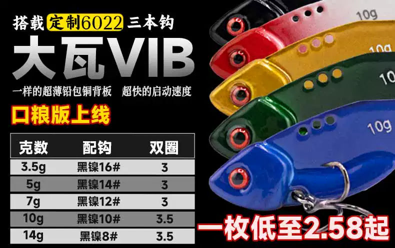 路亚饵大瓦vib铅包铜微物金属铁板远投钓翘嘴鲈鱼鳜鱼假饵