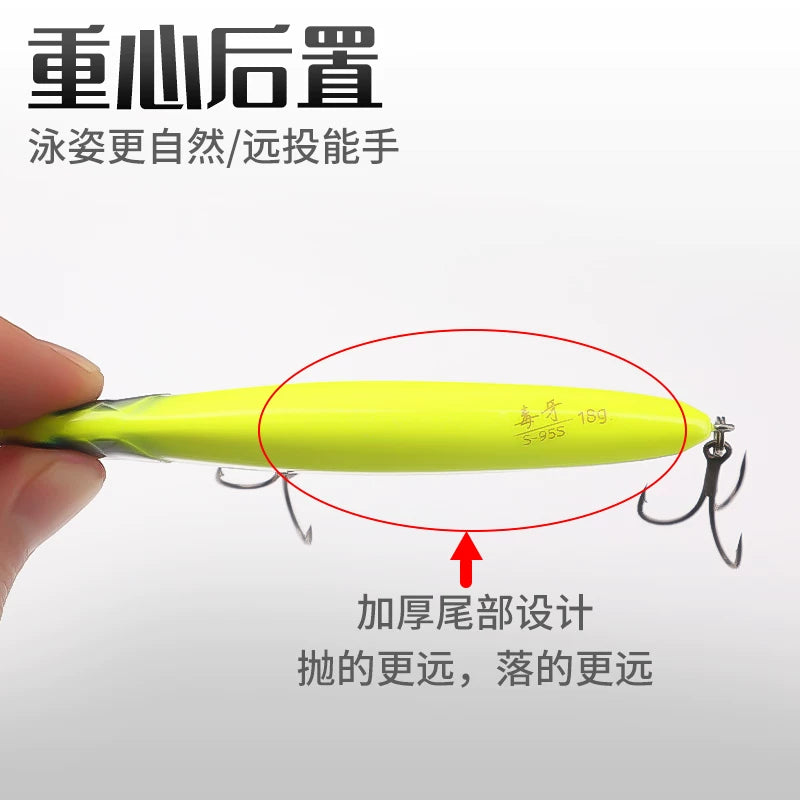 正版毒牙沉水铅笔3.5X新防锈加强钩超远投颤沉翘嘴铅笔路亚饵
